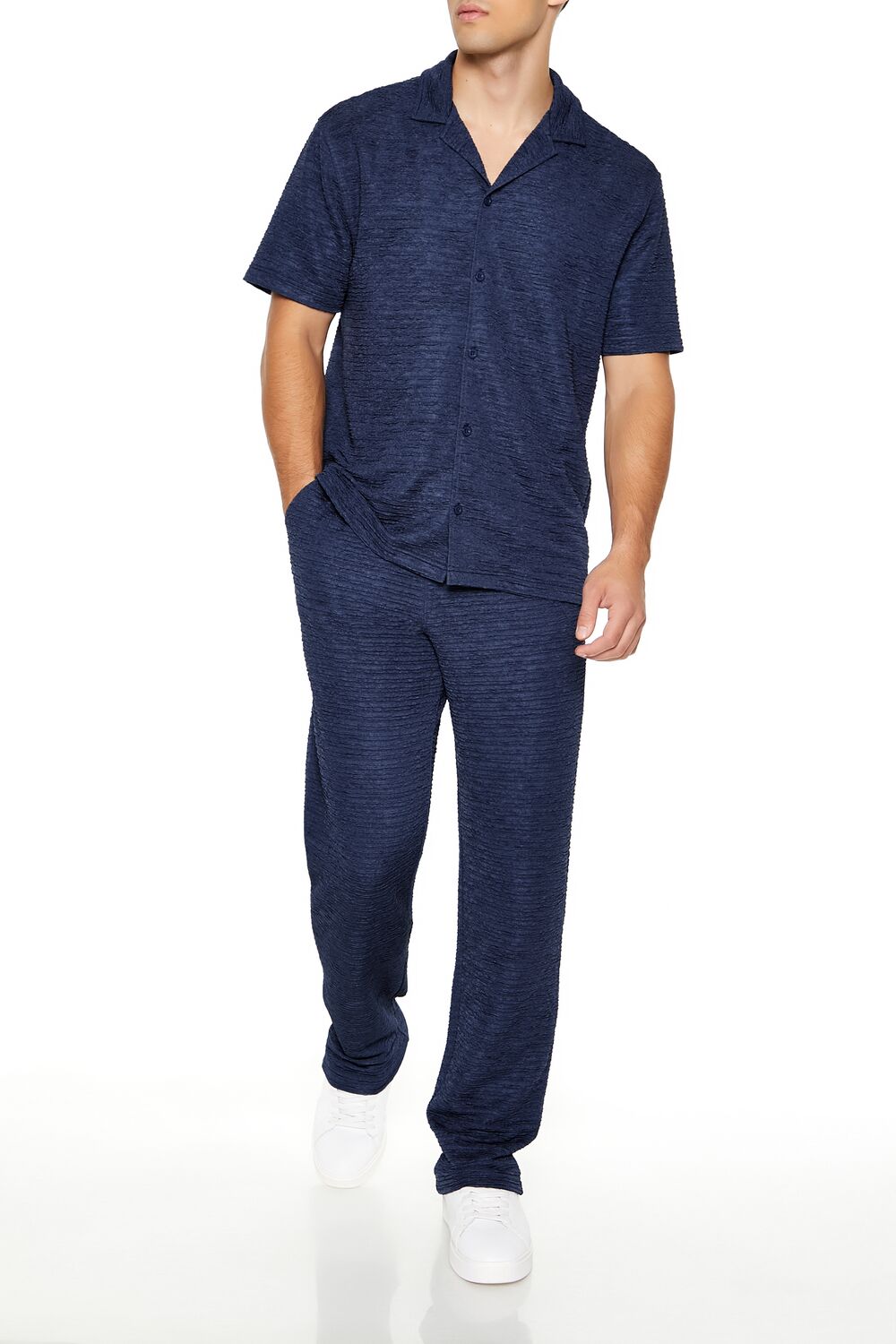 Textured Slim-Fit Straight Pants
