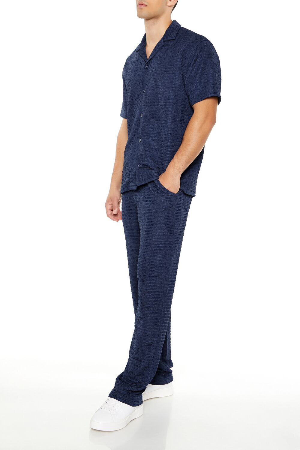 Textured Slim-Fit Straight Pants