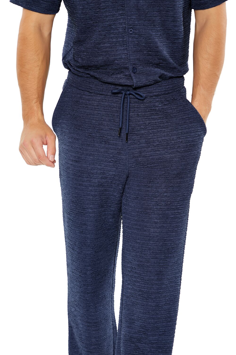Textured Slim-Fit Straight Pants