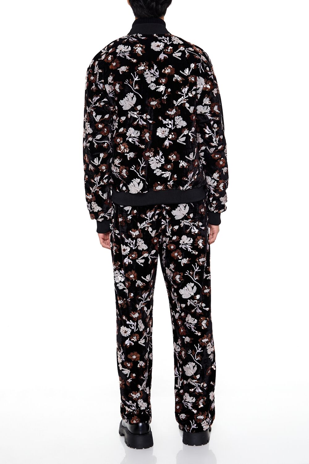Sequin Floral Print Joggers