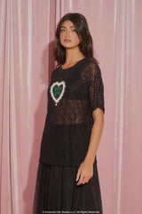 Wicked Witch Faux Gem Lace Tee