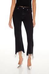 Rhinestone Fringe High-Rise Jeans