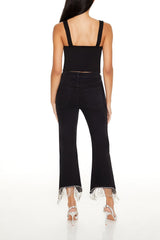 Rhinestone Fringe High-Rise Jeans