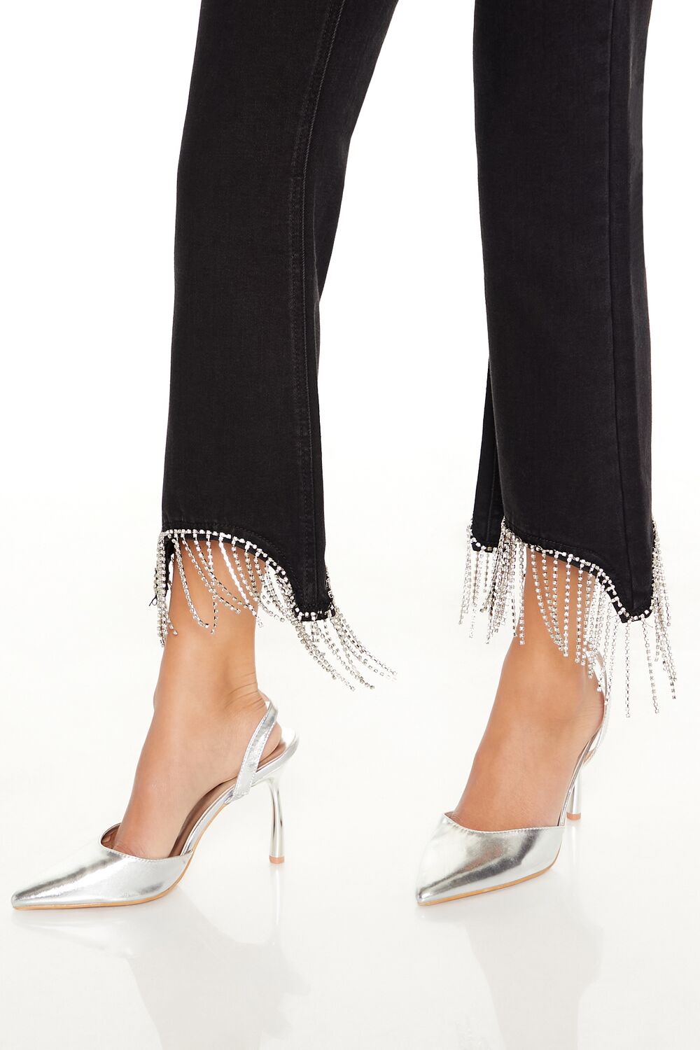 Rhinestone Fringe High-Rise Jeans