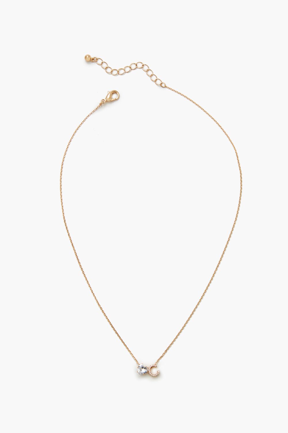 Faux Gem Initial Charm Necklace