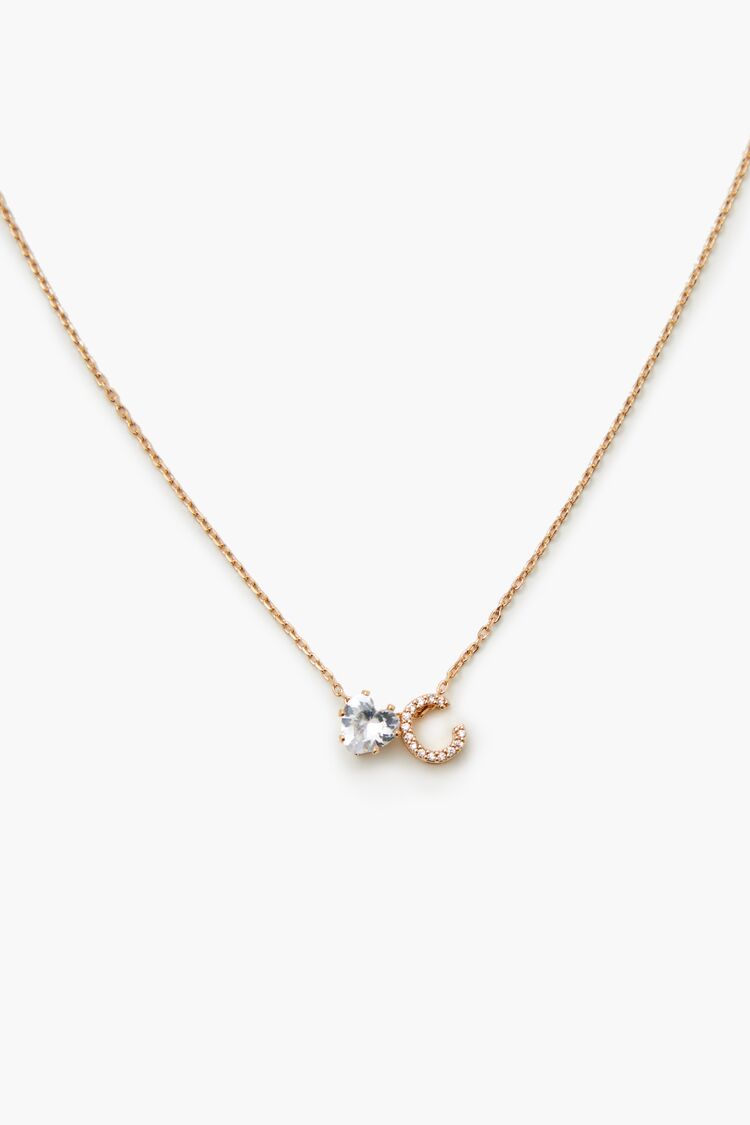 Faux Gem Initial Charm Necklace