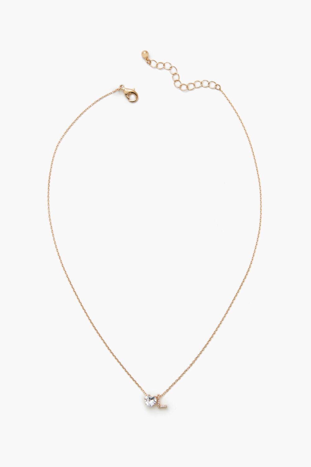 Faux Gem Initial Charm Necklace