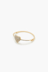 Rhinestone Heart Bangle Bracelet