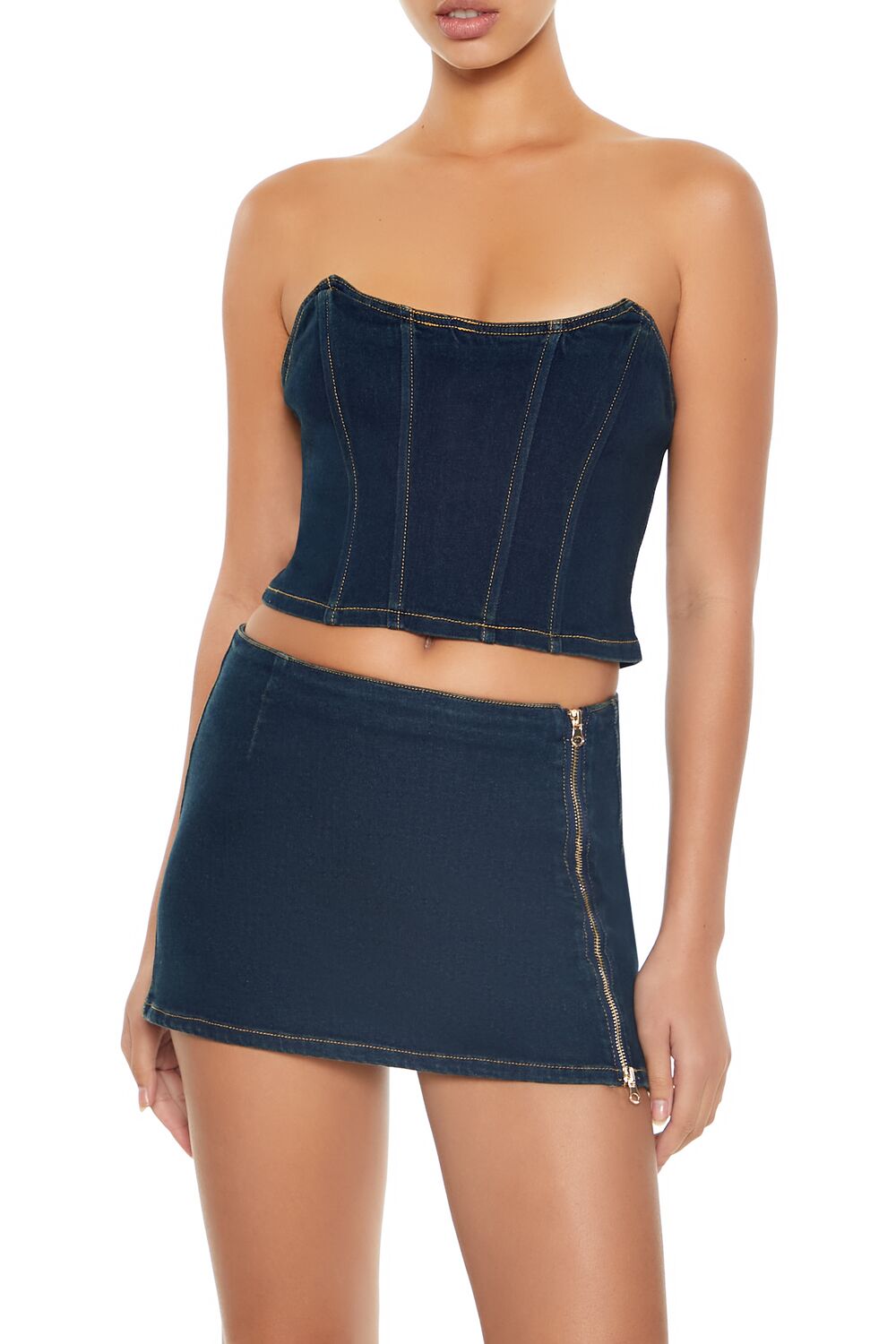 Denim Cropped Tube Top