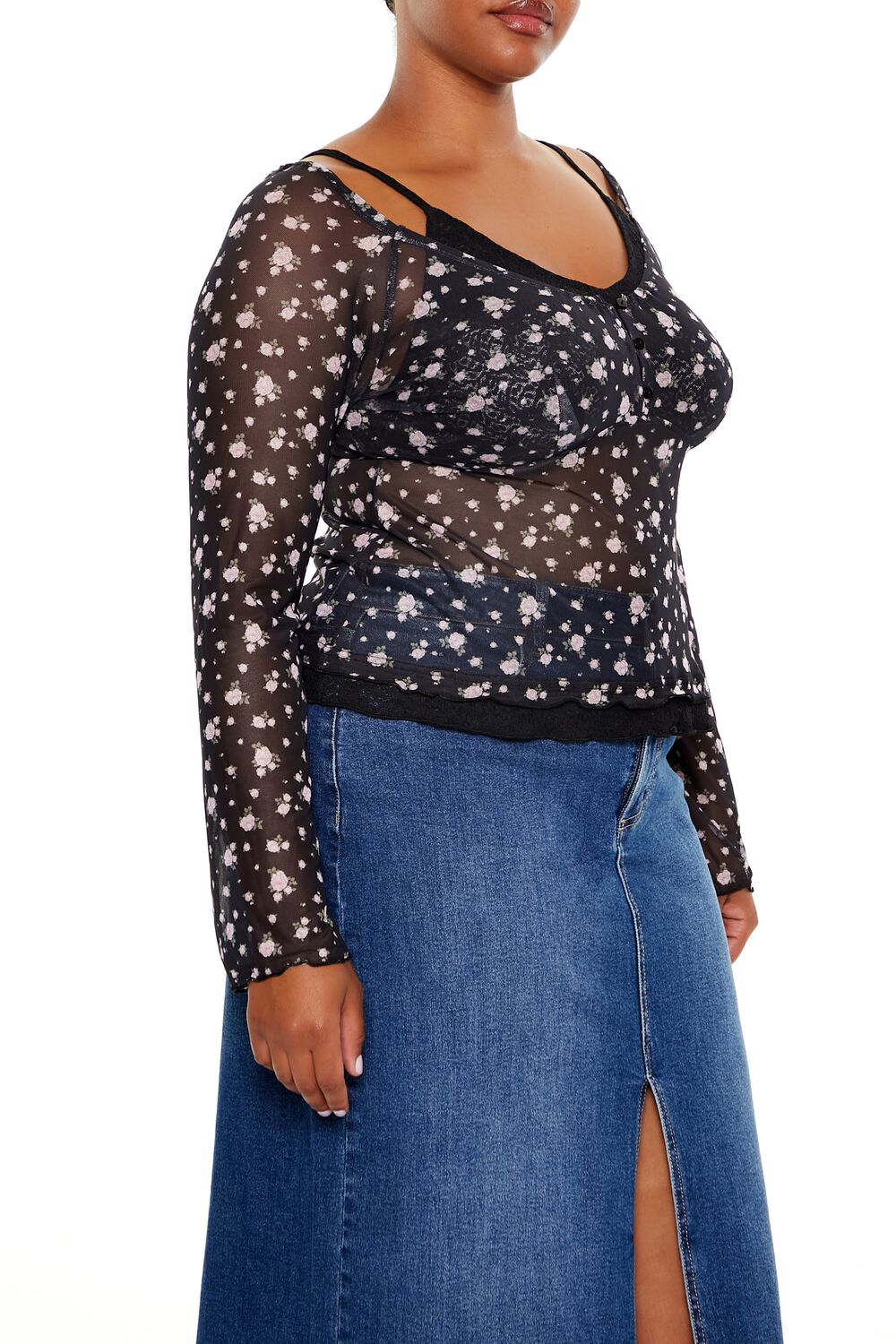 Plus Size Floral Print Combo Top
