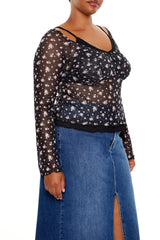 Plus Size Floral Print Combo Top