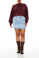 Plus Size Cropped Cable Knit Sweater