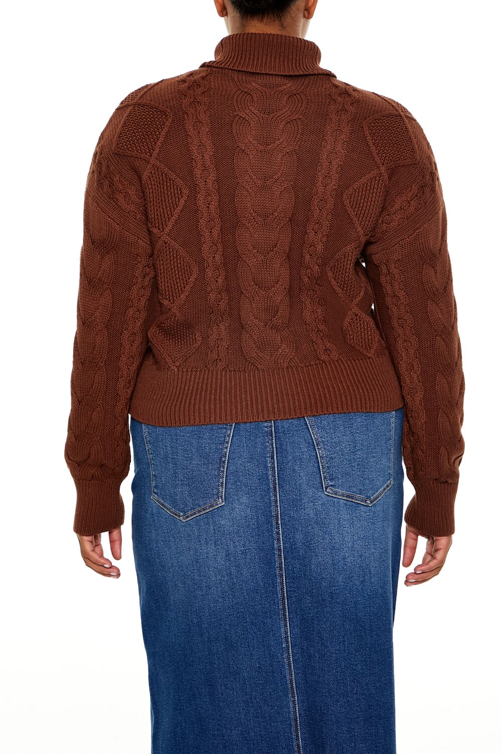 Plus Size Cable Knit Turtleneck Sweater