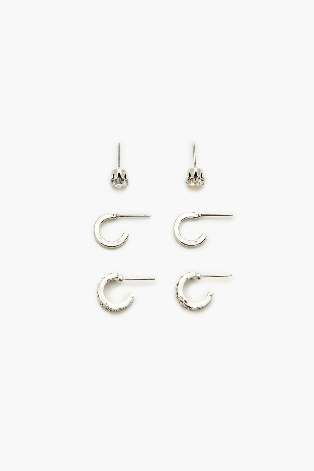 Rhinestone Stud & Hoop Earring Set