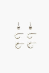 Rhinestone Stud & Hoop Earring Set