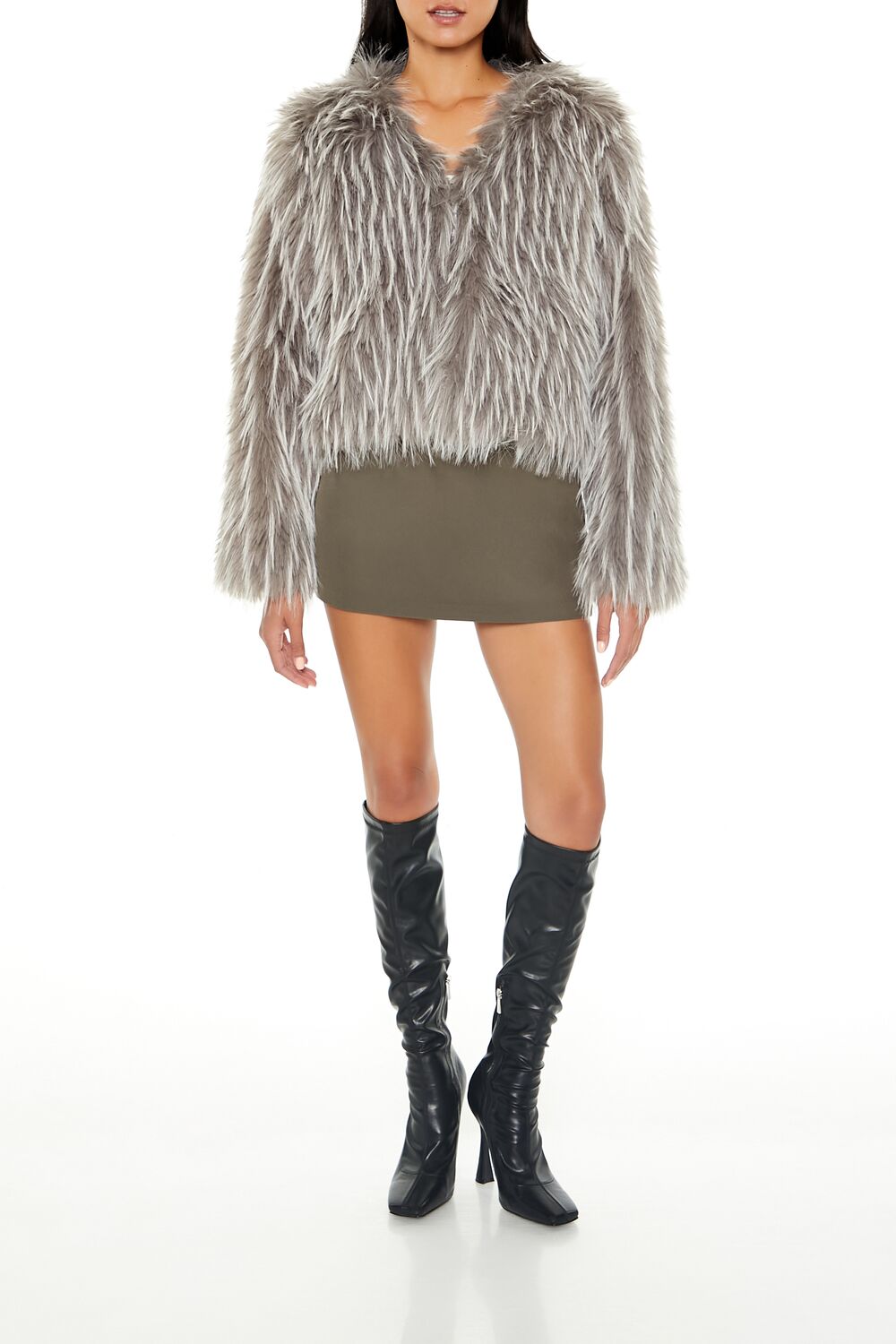 Cropped Faux Fur Coat