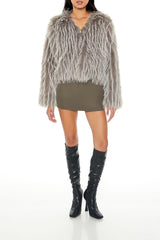 Cropped Faux Fur Coat