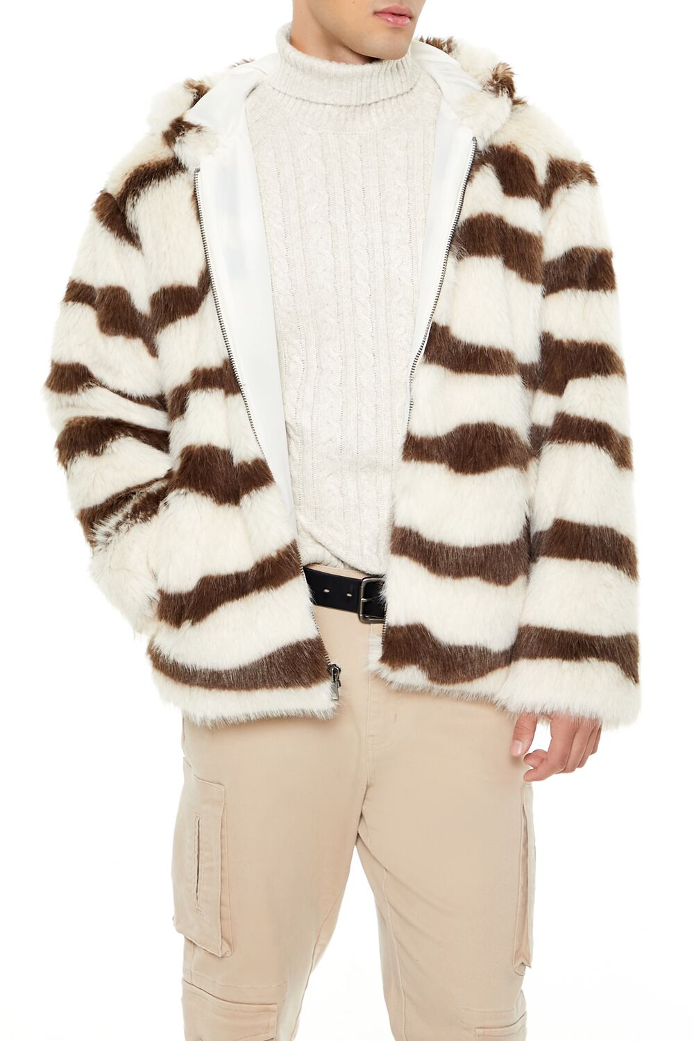 Striped Faux Fur Jacket