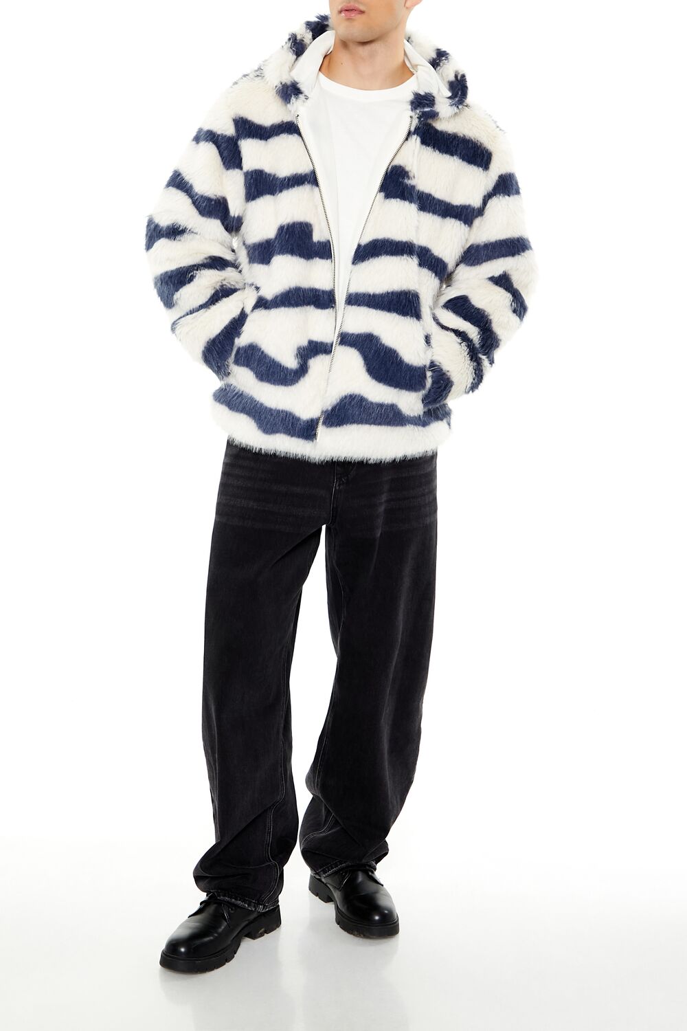 Striped Faux Fur Jacket