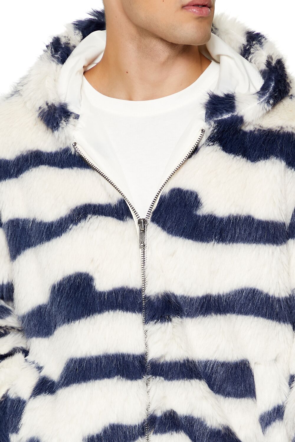 Striped Faux Fur Jacket