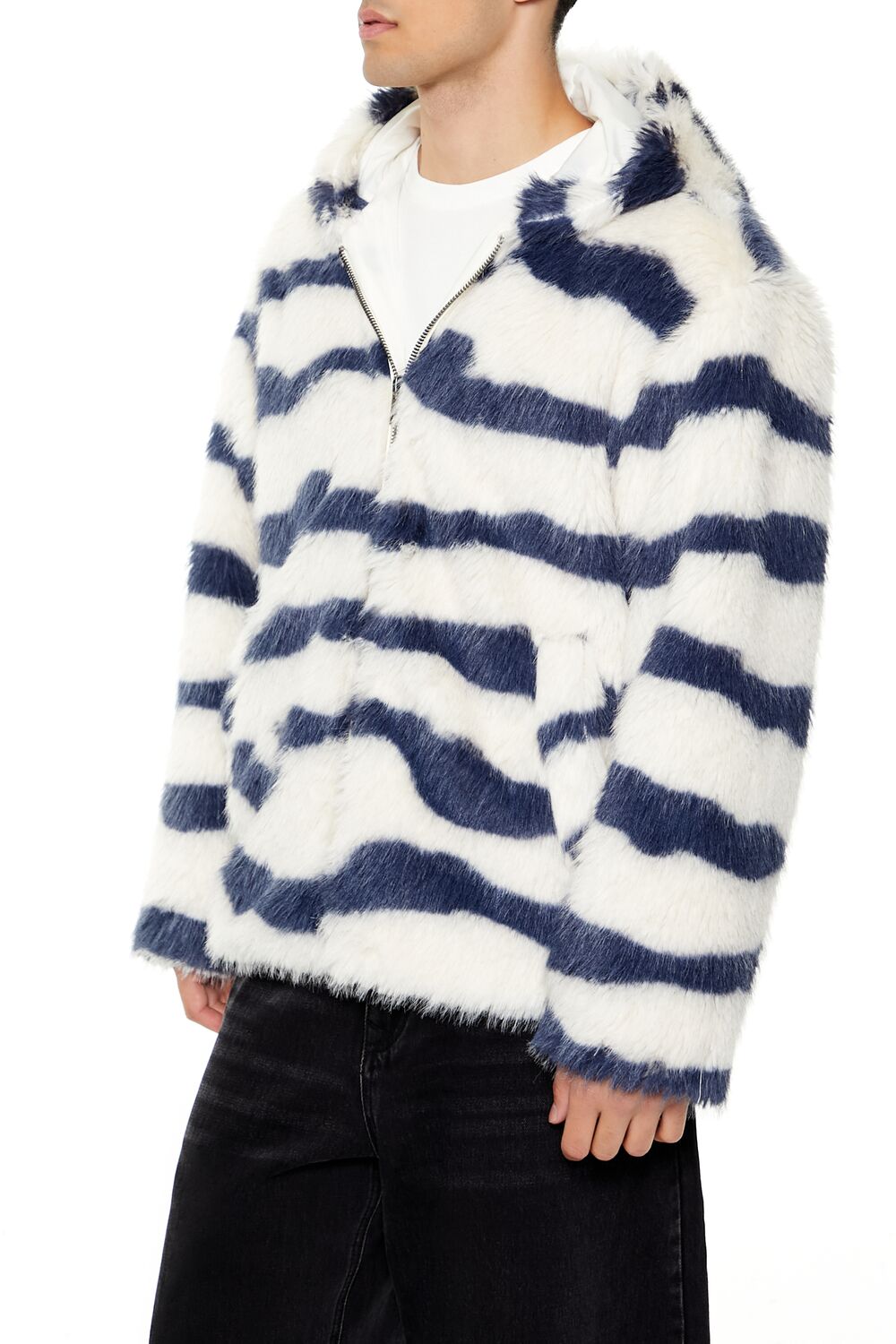 Striped Faux Fur Jacket
