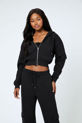 Cropped Cargo Zip-Up Hoodie