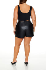 Plus Size Faux Leather Mini Skort