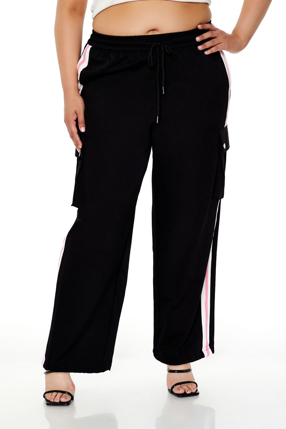 Plus Size Striped Cargo Joggers
