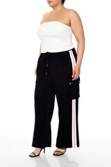 Plus Size Striped Cargo Joggers