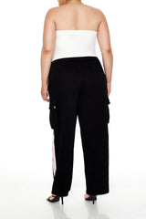 Plus Size Striped Cargo Joggers