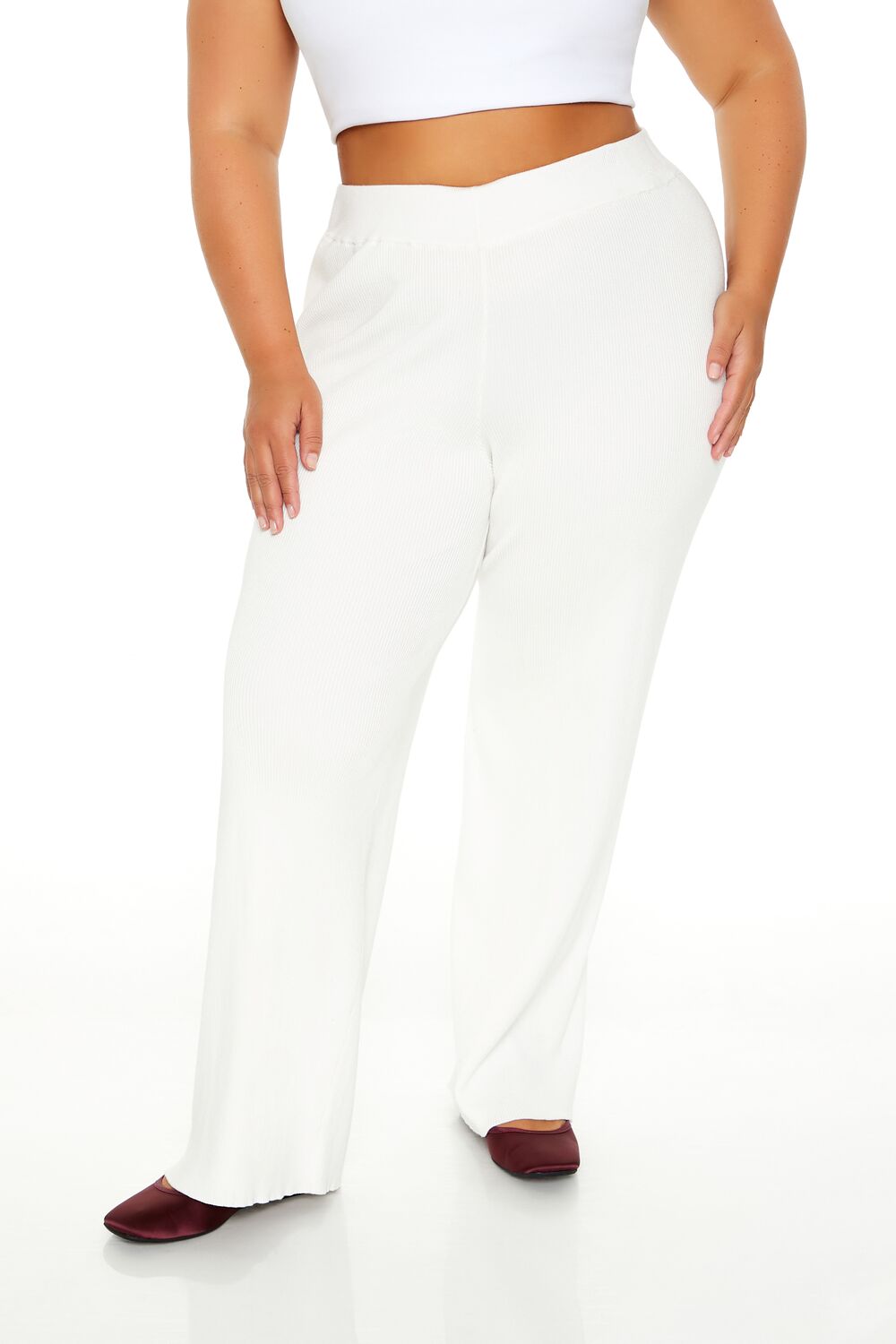 Plus Size Sweater-Knit Wide-Leg Pants
