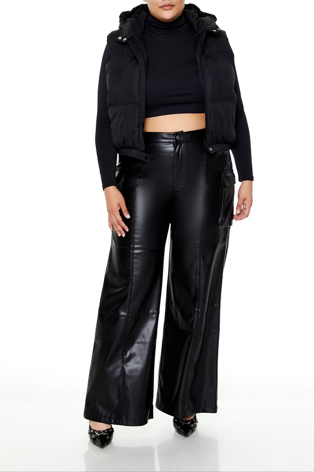 Plus Size Hooded Puffer Vest