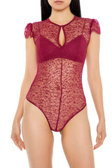 Sheer Lace Thong Bodysuit
