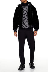 Hooded Velvet Wallet Chain Jacket