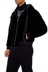 Hooded Velvet Wallet Chain Jacket