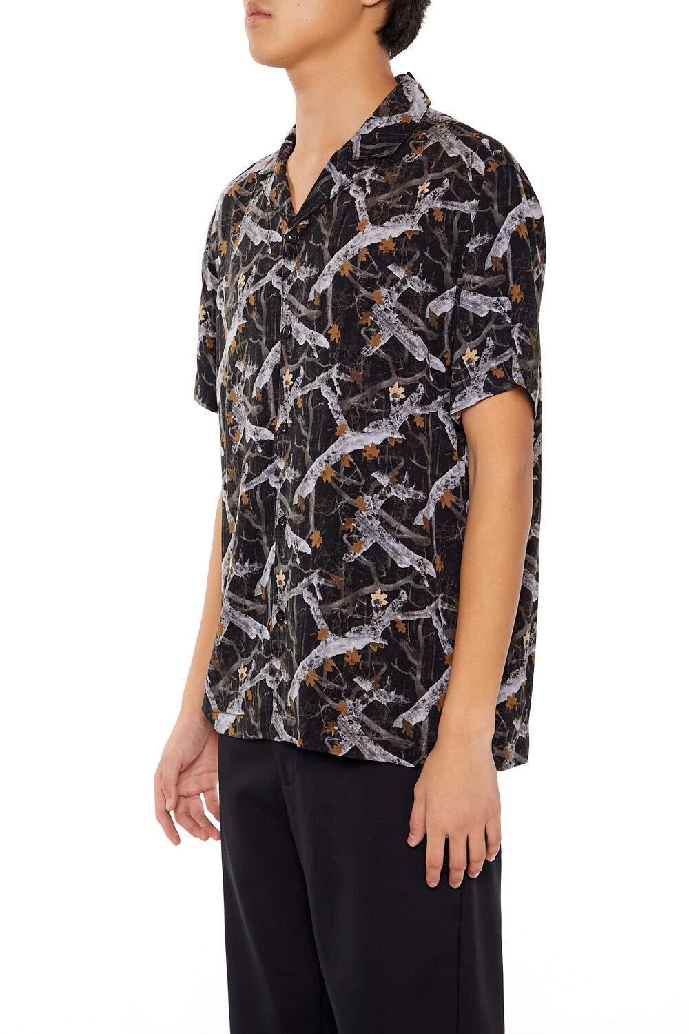 Leaf Print Short-Sleeve Shirt