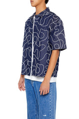 Cropped Chain-Stitched Embroidered Shirt