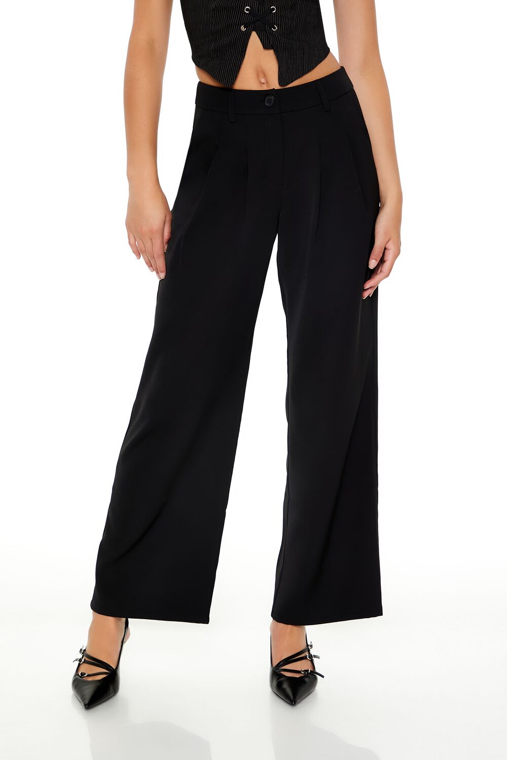 High-Rise Wide-Leg Trouser Pants
