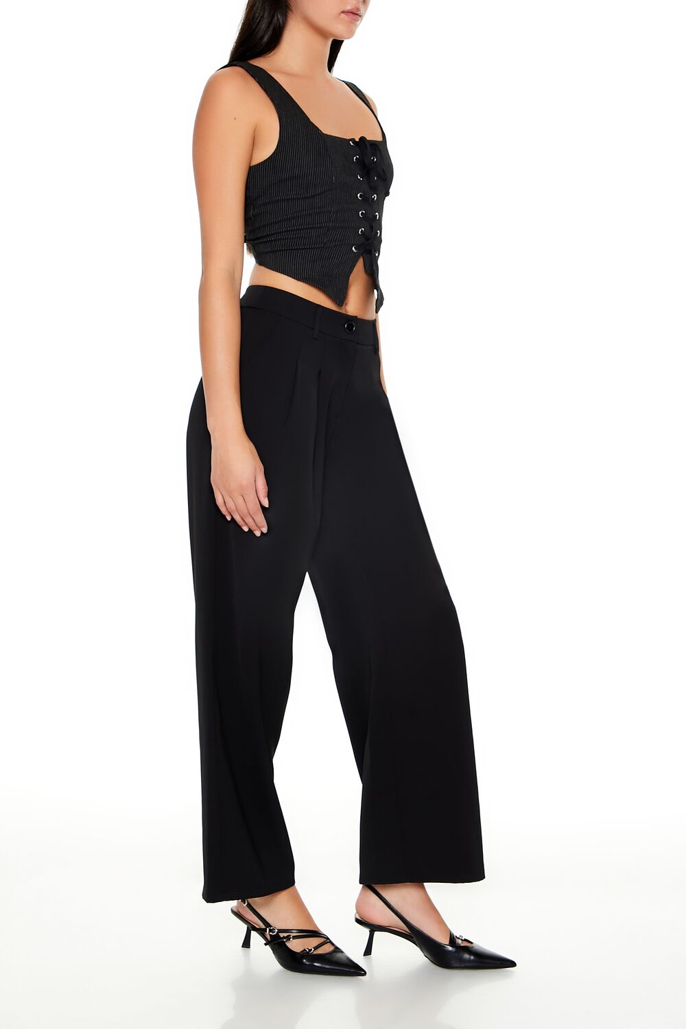 High-Rise Wide-Leg Trouser Pants