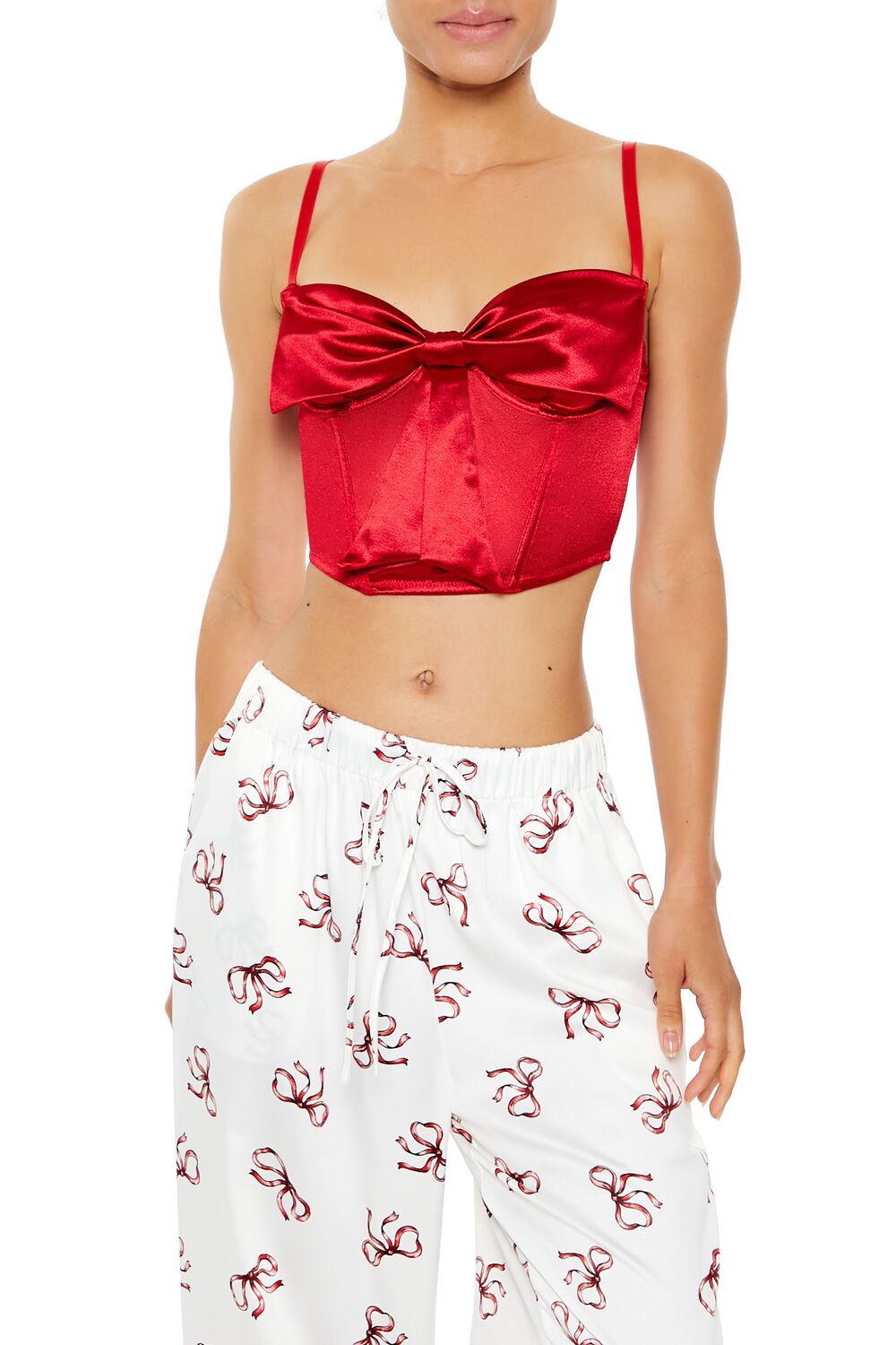 Satin Bow Lingerie Corset Cami