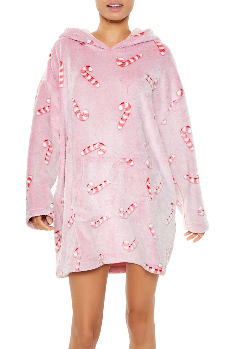 Candy Cane Pajama Hoodie Dress