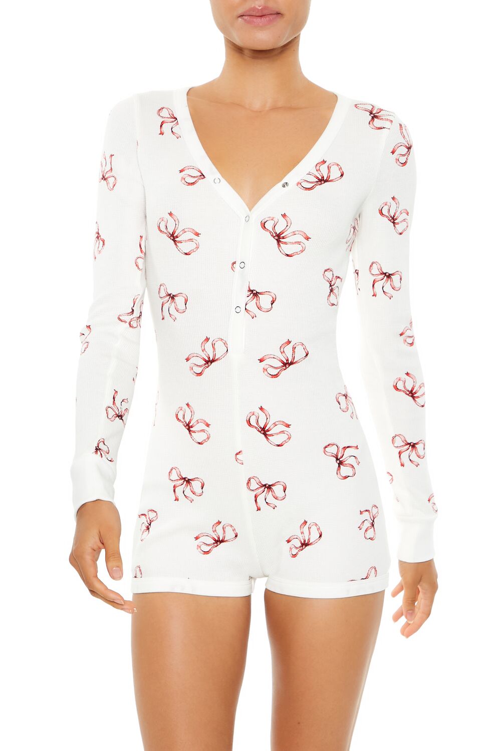 Fitted Bow Pajama Romper