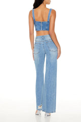 Rhinestone High-Rise Flare Jeans