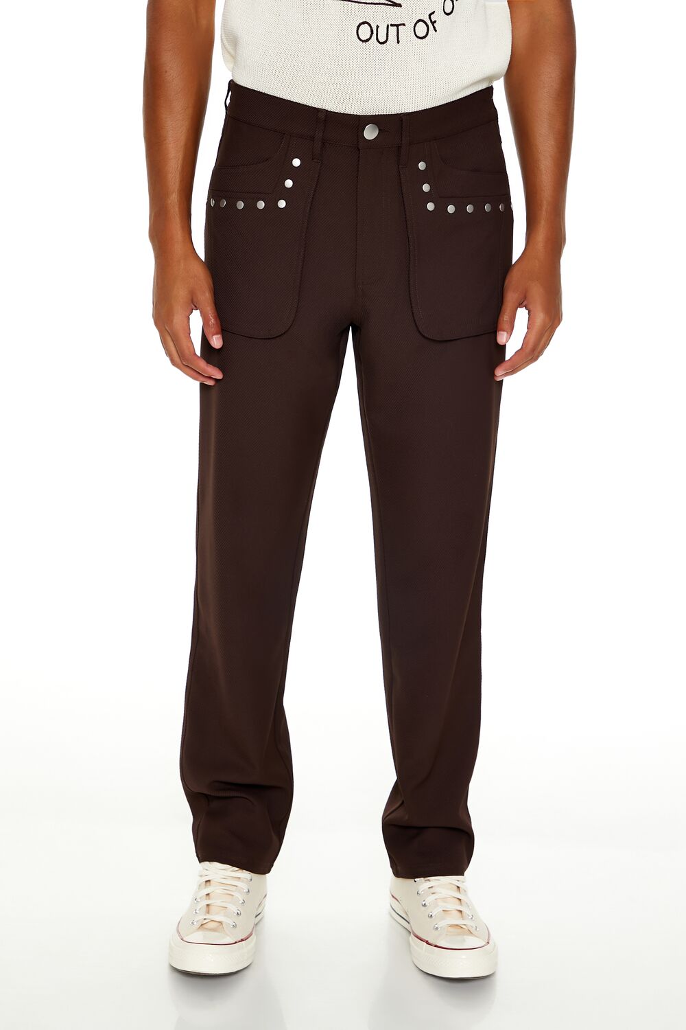 Studded Slim-Fit Mid-Rise Pants