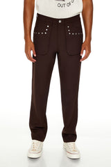 Studded Slim-Fit Mid-Rise Pants