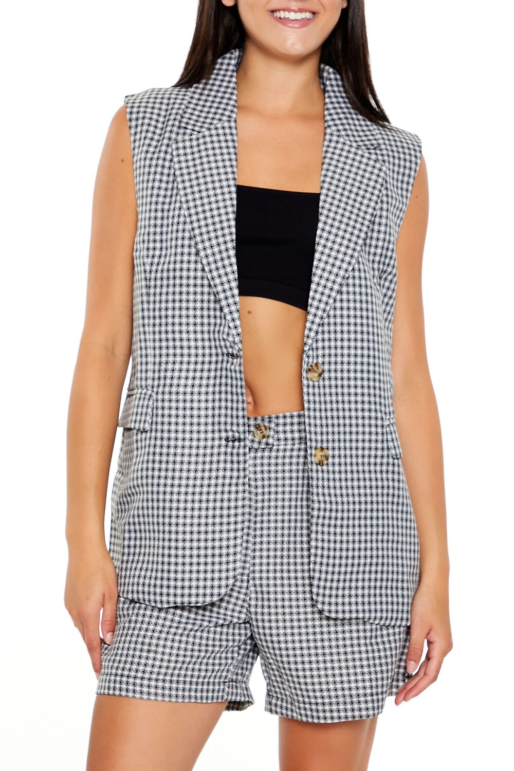 Tweed Plaid Vest & Shorts Set