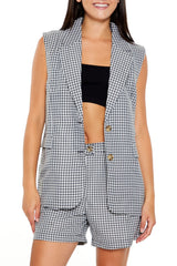 Tweed Plaid Vest & Shorts Set