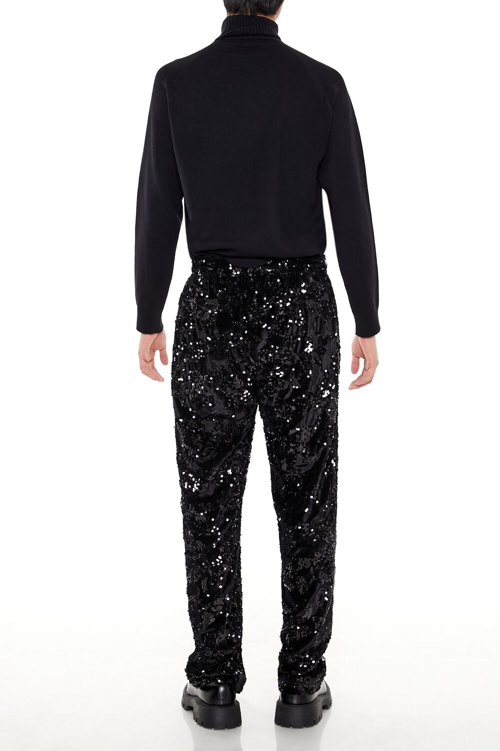 Sequin Drawstring Straight Pants