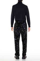 Sequin Drawstring Straight Pants