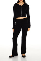 Hooded Cropped Zip-Up Sweater